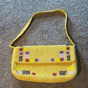Free People Yellow Beaded Shoulder Bag